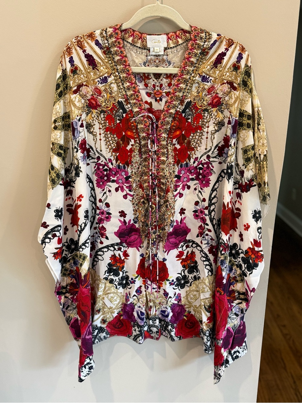 CAMILLA Reign Of Roses Short Lace Up Kaftan | One Size - Picture 2 of 16
